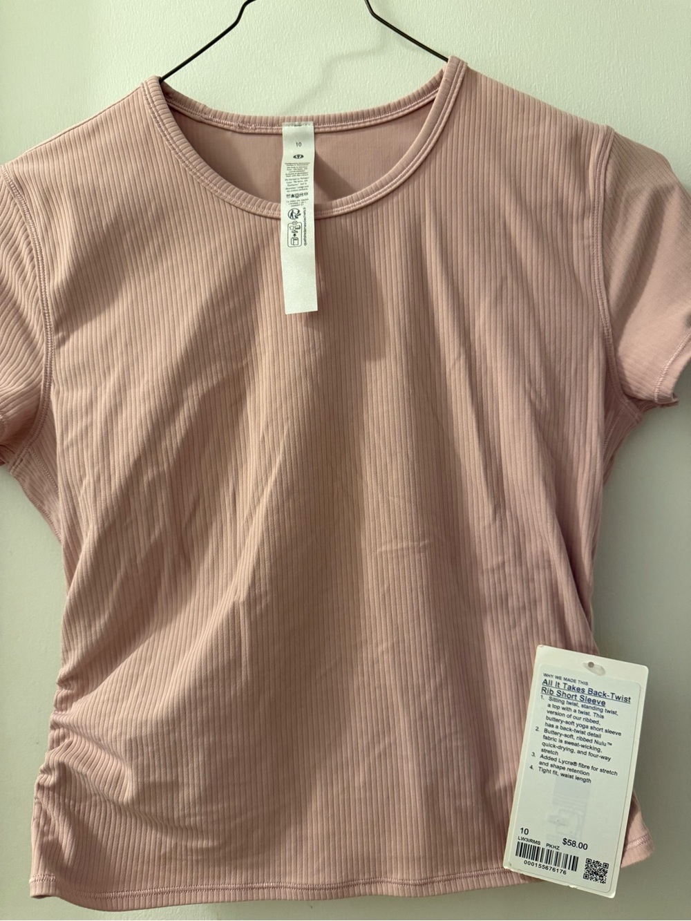 lululemon athletica Ribbed Short Sleeve Top in Dusty Pink